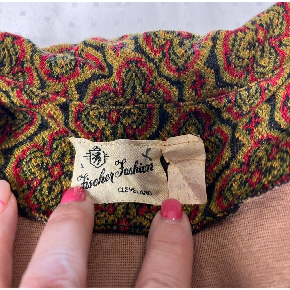 Vintage Fischer Fashion Womens Blazer Short Brown Floral Pattern Size 18 - Picture 7 of 10